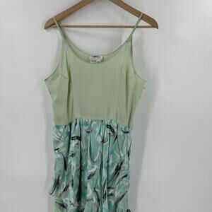 Vintage 70s The Silk Farm Strappy Dress Size 10 Green Jacquard Burnout Chiffon